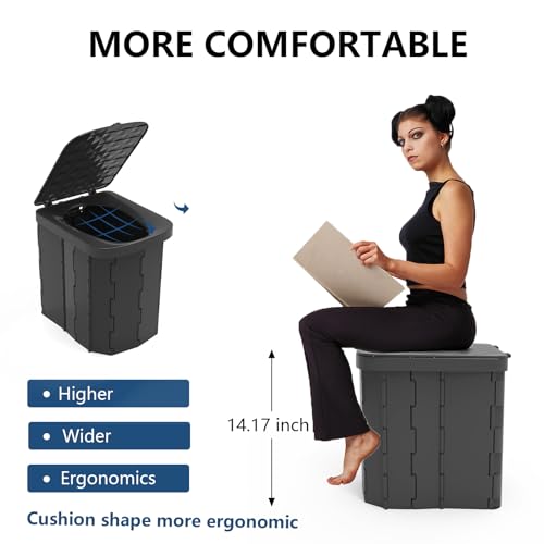 Portable Folding Toilet with Lid L36801