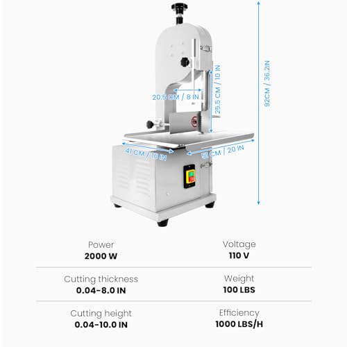 18x14" Stainless Steel Worktable Electric Bone Saw Machine with 8 Blades V9699