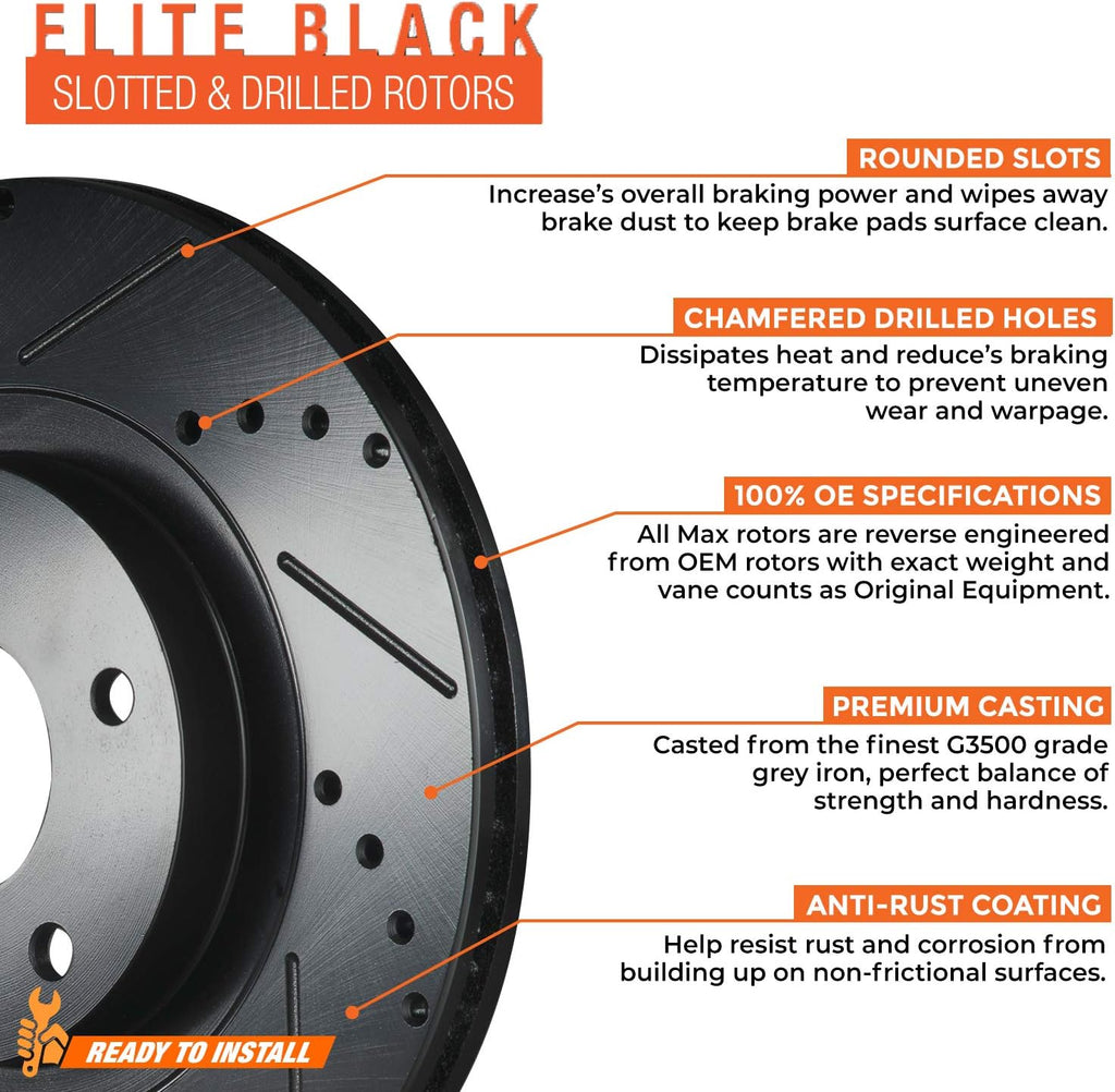 Max Brakes Premium OE Rotors with Carbon Ceramic Pads R444956