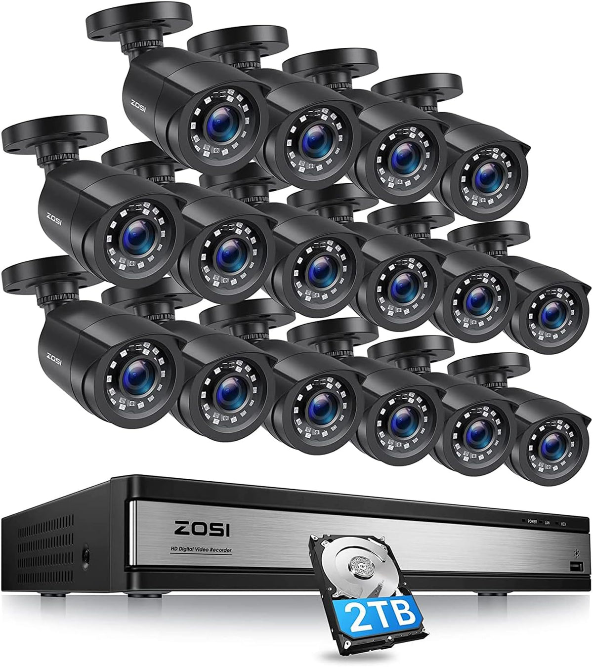 16CH 1080P Security Camera System with 2TB Hard Drive D337