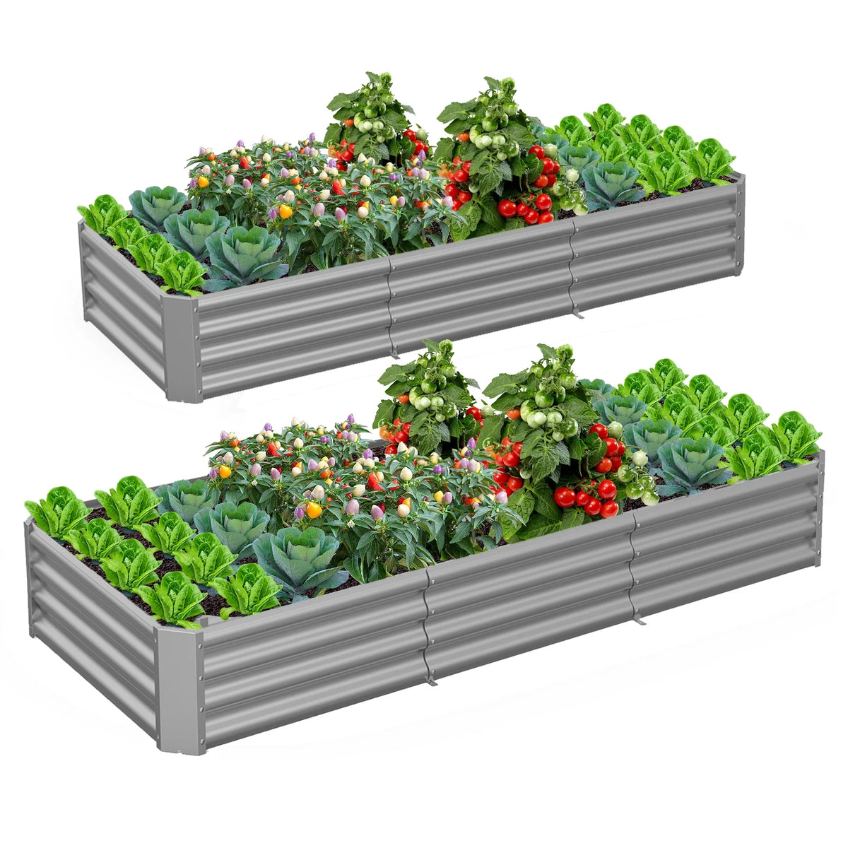 2 Pack Gray Metal Galvanized Raised Garden Bed Z3843