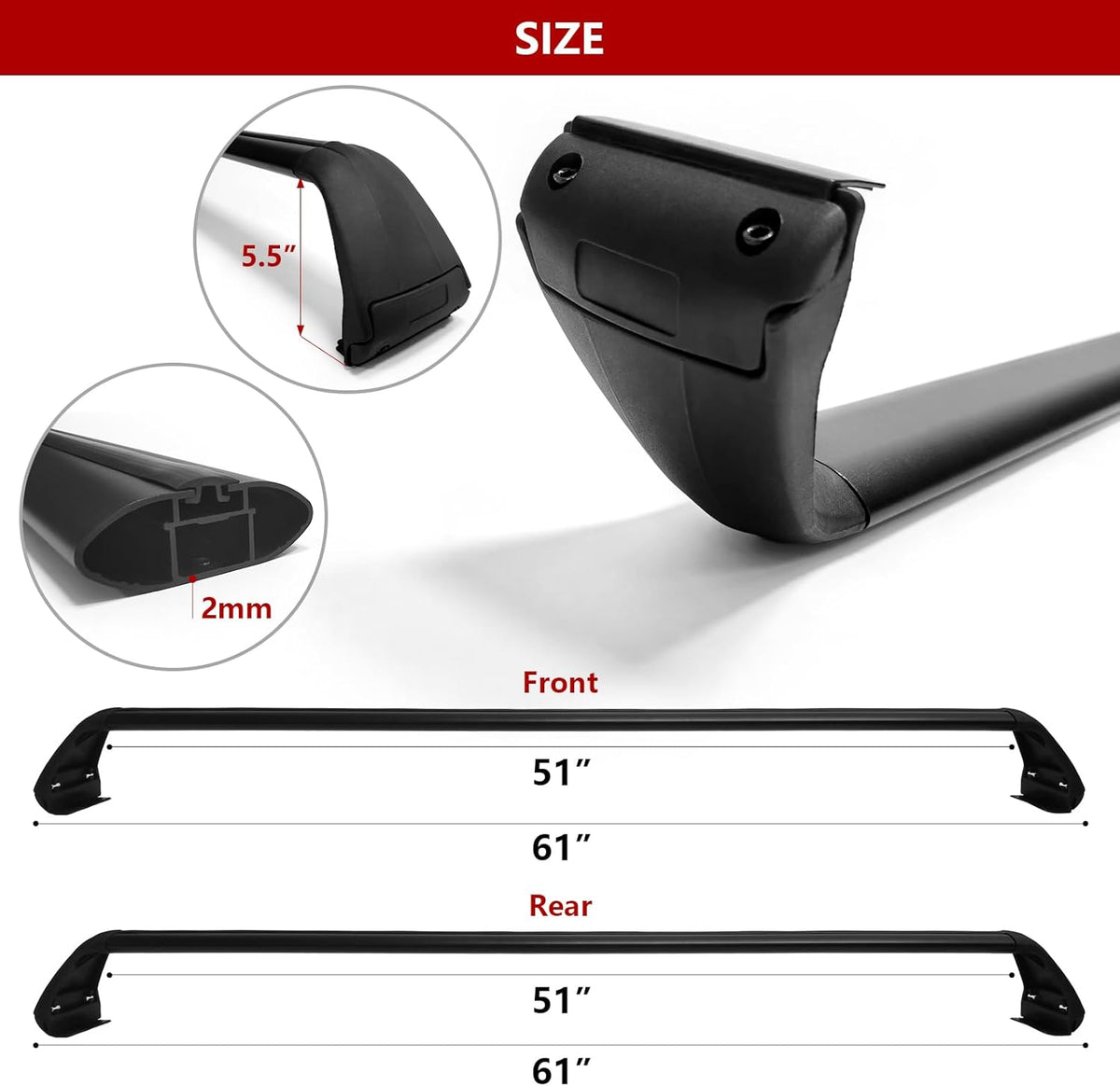 Heavy Duty Aluminum Roof Rack Cross Bars V99218