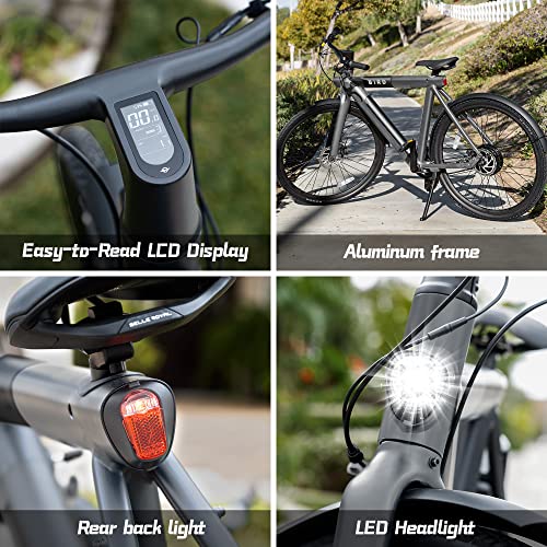 Black 28" Electric Commuter Mountain Bike with 500W Motor, 36V Removable Battery, LCD Display, Disc Brake, Belt Drive C902116