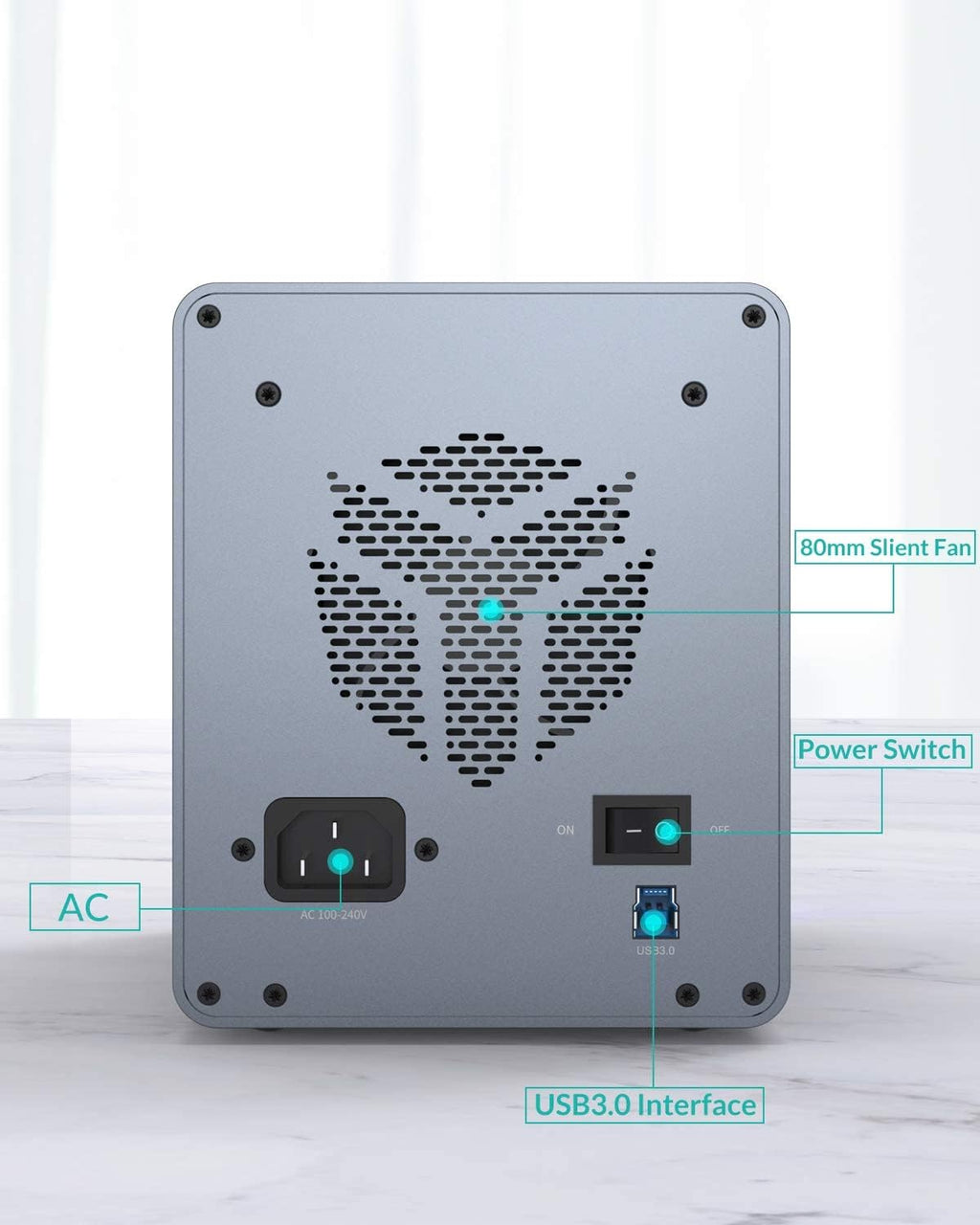 4 Bay Aluminum Alloy 2.5/3.5 Hard Drive Enclosure F896974