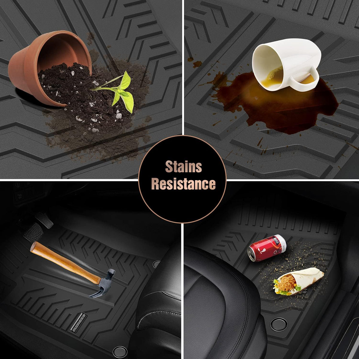 All Weather Car Floor Mats Front & Rear Row Seat Floor Liners A415