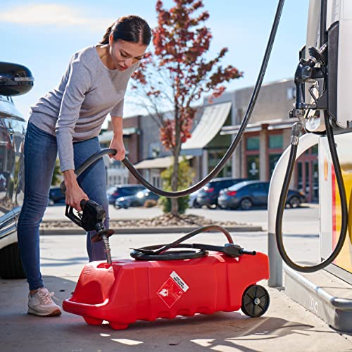 14 Gallon Red Portable Gas Fuel Tank Container with Pump and Hose N610