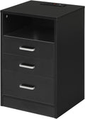 Black 3 Drawer Nightstand with USB Port B57455