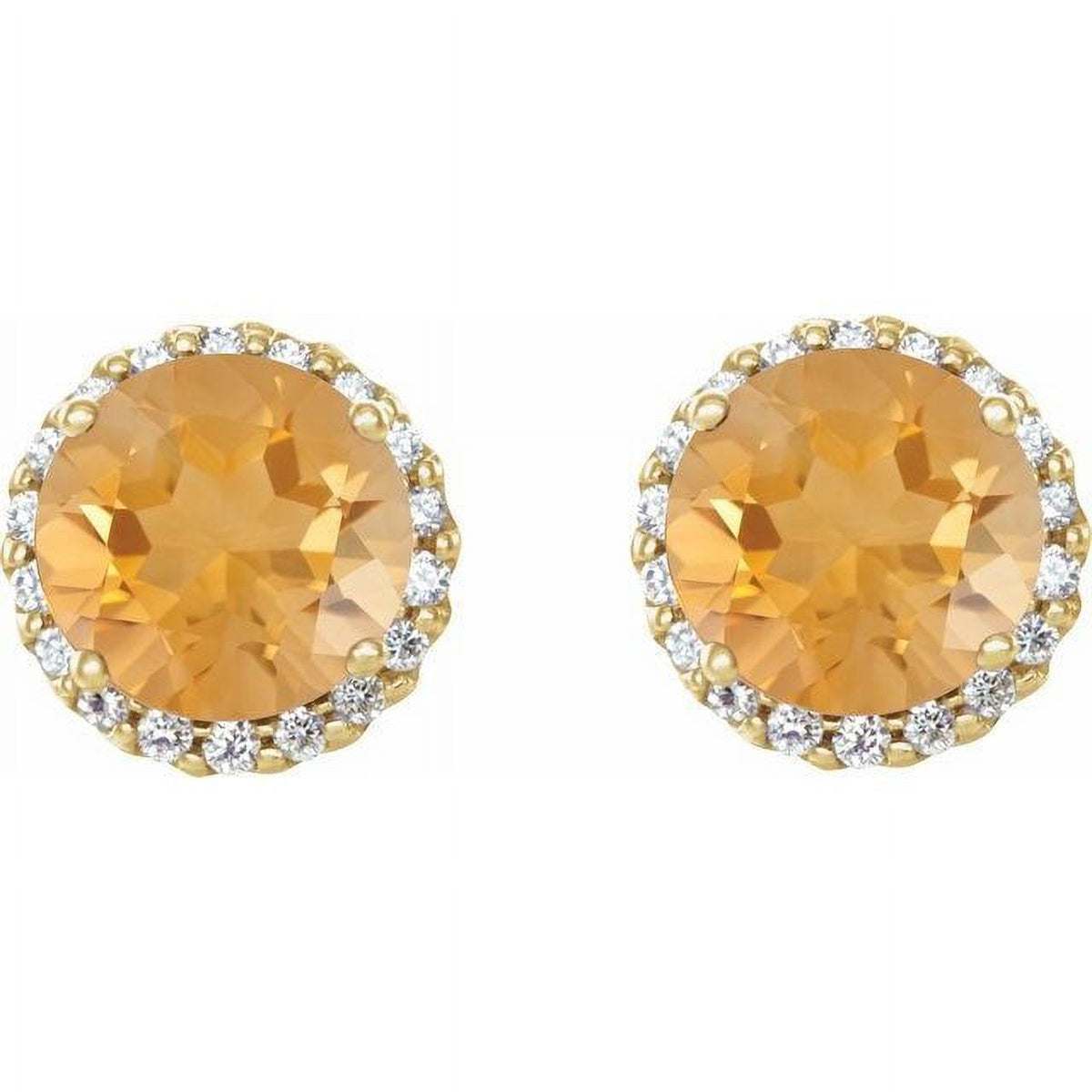 14K Yellow 6 mm Natural Citrine & 1/8 CTW Natural Diamond Earrings D63105