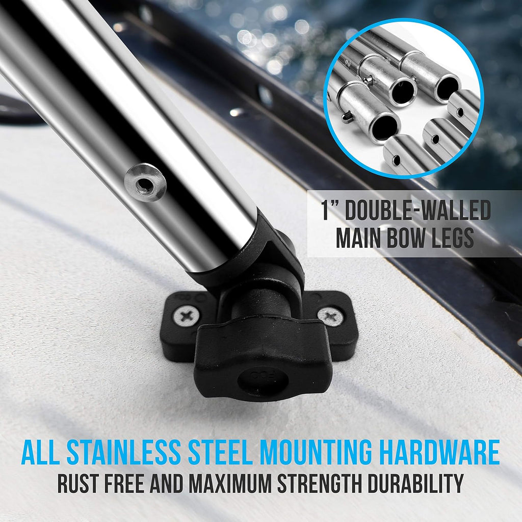 Waterproof 61-66W 4 Bow Bimini Top Canvas Boat Canopy H415917