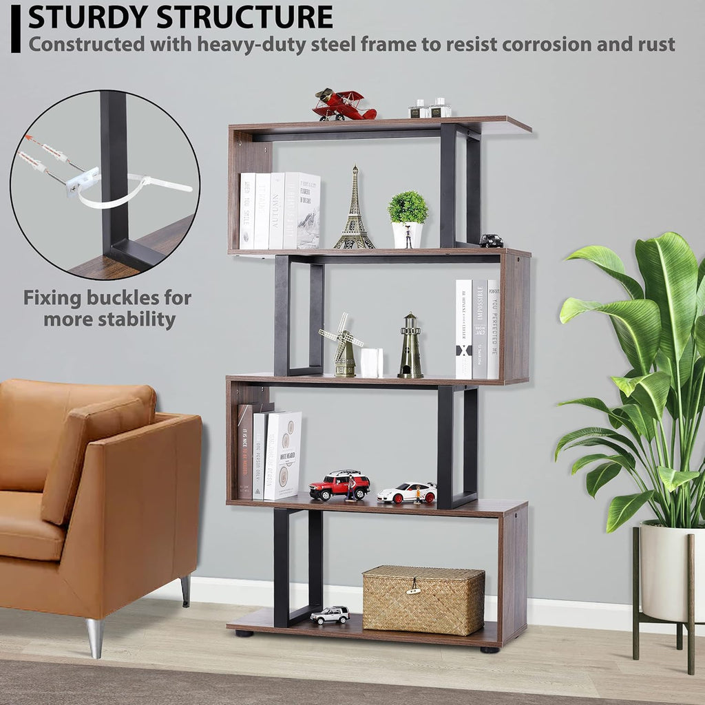 5-Tier S-Shaped Industrial Bookcase E86362