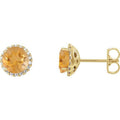 14K Yellow 6 mm Natural Citrine & 1/8 CTW Natural Diamond Earrings D63105