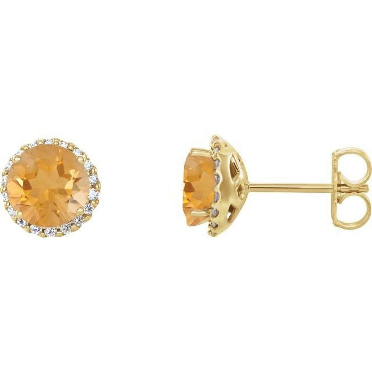 14K Yellow 6 mm Natural Citrine & 1/8 CTW Natural Diamond Earrings D63105