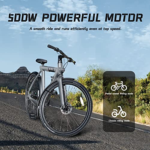 Black 28" Electric Commuter Mountain Bike with 500W Motor, 36V Removable Battery, LCD Display, Disc Brake, Belt Drive C902116