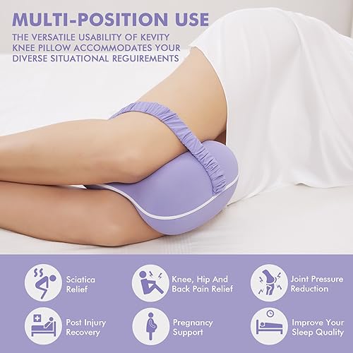 Grey Large Memory Foam Knee Pillow with Washable Cooling Cover K134850