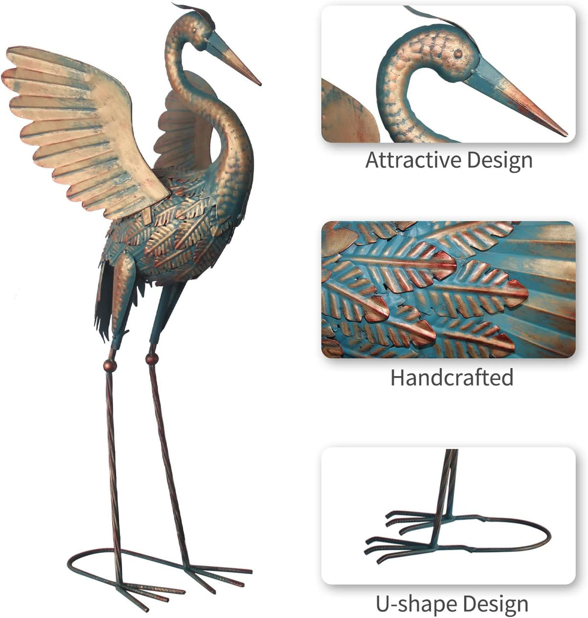 Set of 2 Metal Garden Crane Statues R69260
