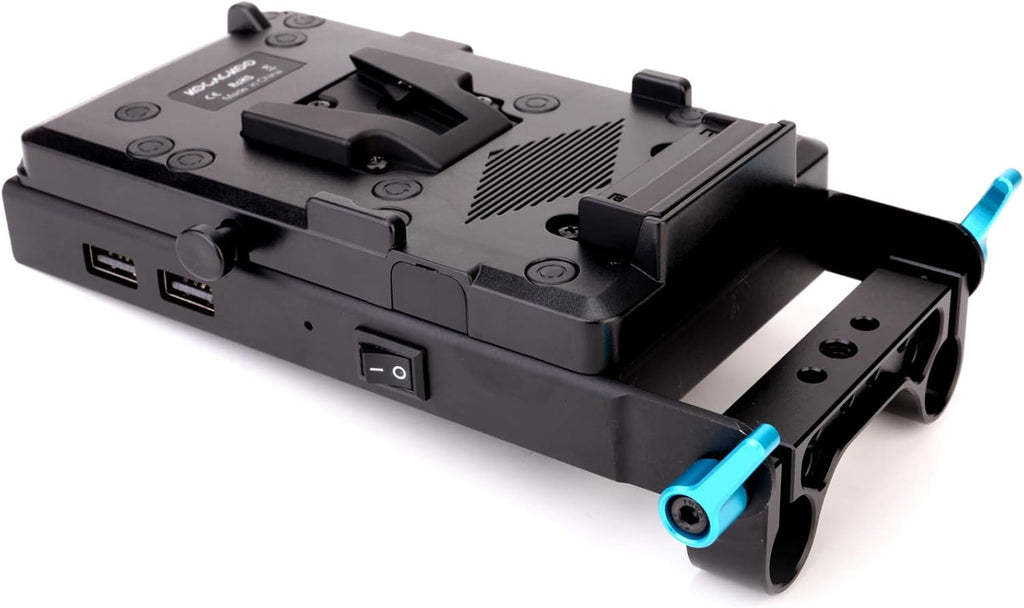V-Mount Lock Battery Plate Power Supply Splitter Adapter with 15mm Rod Clamp I700