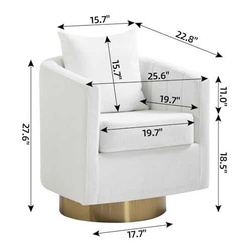 White Set of 2 Swivel Teddy Fabric Accent Chairs V108922