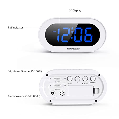 Small LED Digital Alarm Clock with Snooze (White) W489522