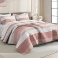 Oversized King Quilt Set Sage Green Stripe Bedspread Coverlet 3 Pieces Z955406