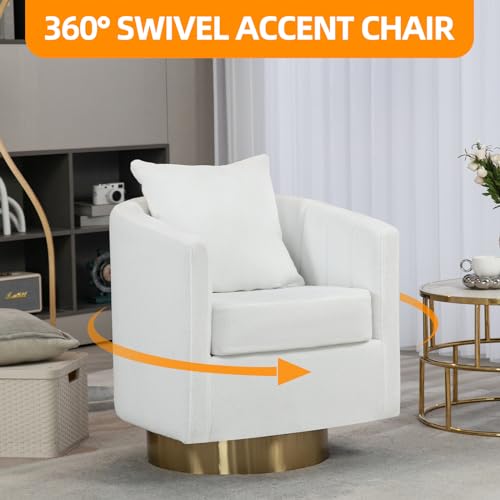 White Set of 2 Swivel Teddy Fabric Accent Chairs V108922