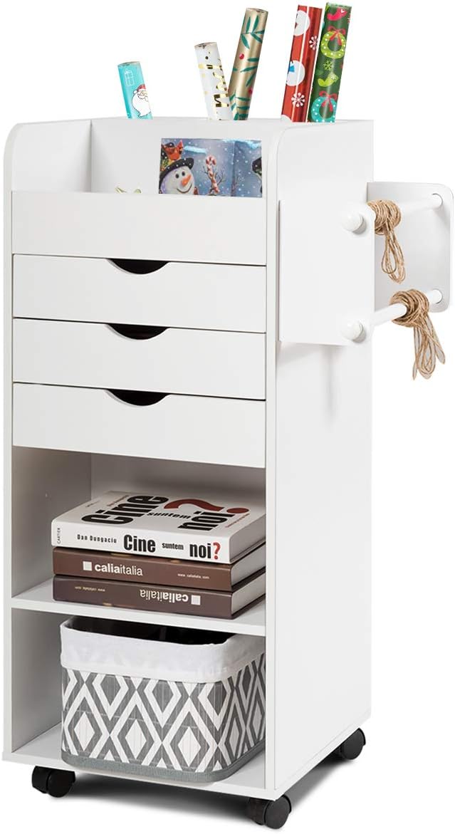 Rolling Storage Drawer Cart with 3 Drawers and 3 Shelves C163301