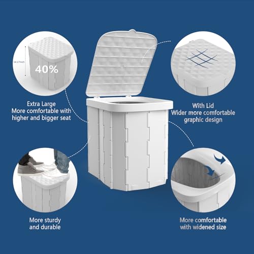 Portable Folding Toilet with Lid L36801