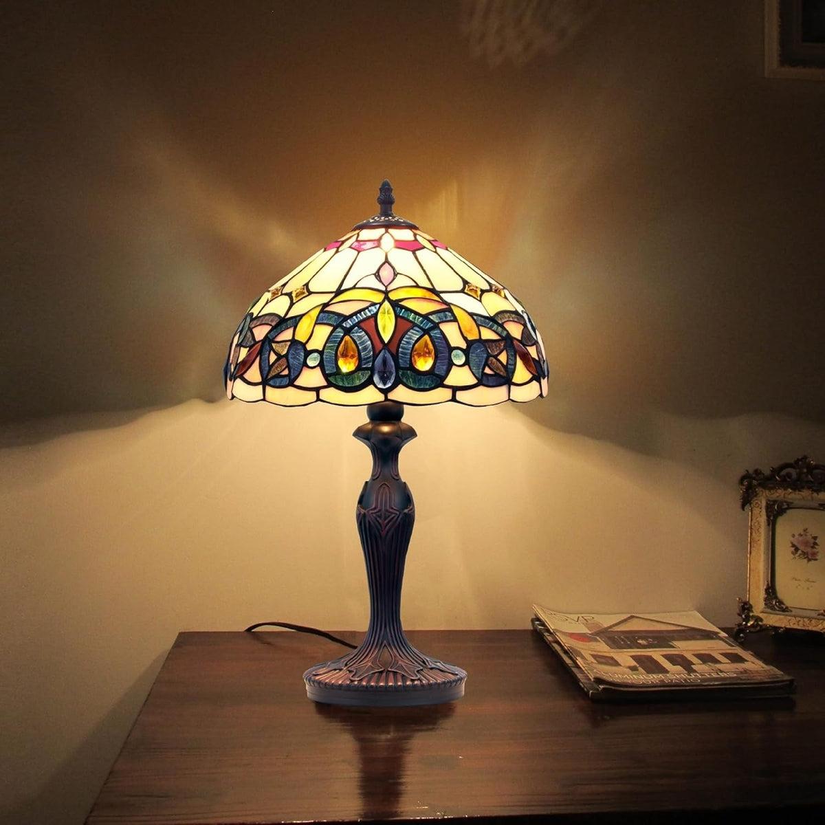 Dark Bronze 1 Light Table Lamp 12" Shade A35477