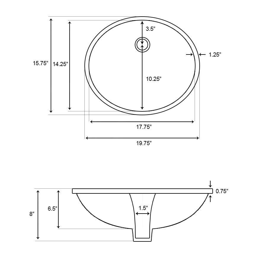 Oval Undermount Sink in Biscuit B4529