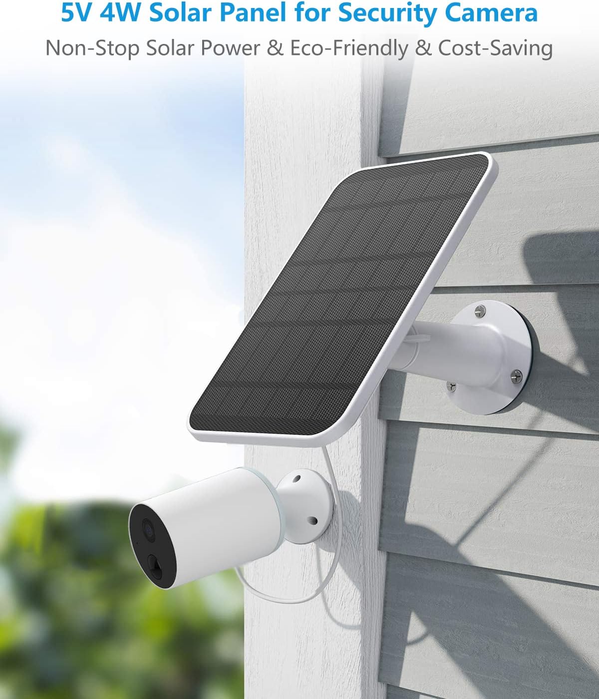 5V 4W Waterproof Solar Panel Kit for Rechargeable Battery Security Camera, Micro USB & Type-C Port, 2 Pack C1393