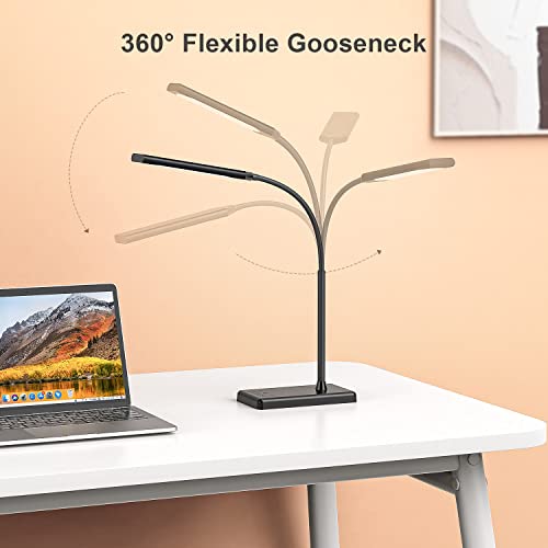 Clip on Table Lamp 3 Color Modes 10 Brightness Dimmable Reading Lamp 360° Rotatable Metal Gooseneck Desk Lamp D171470