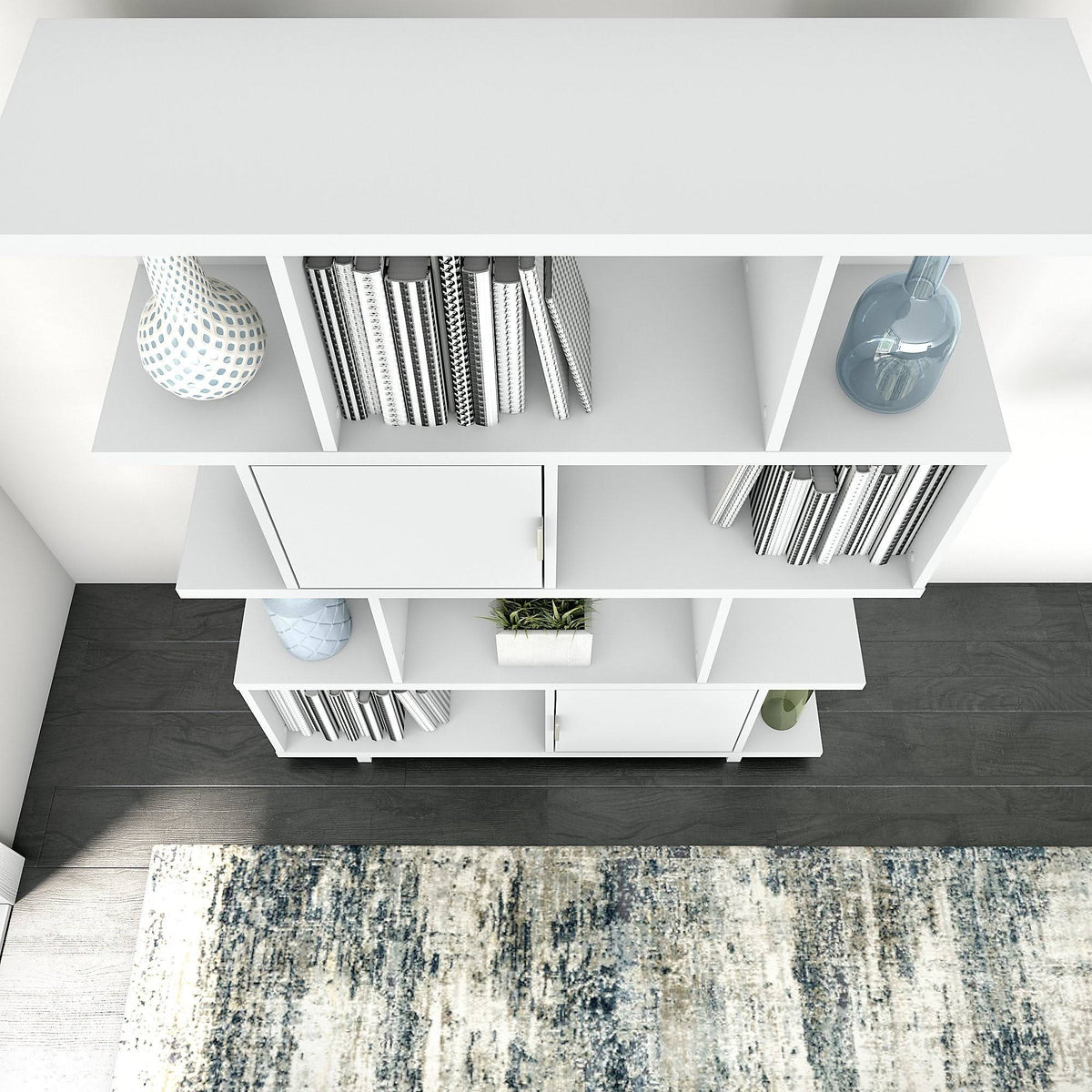 Modern Gray Bookcase with Doors Z624620