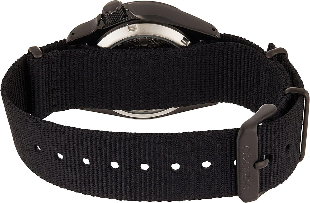 Stainless Steel Automatic Watch with Nylon Strap, Black J45273