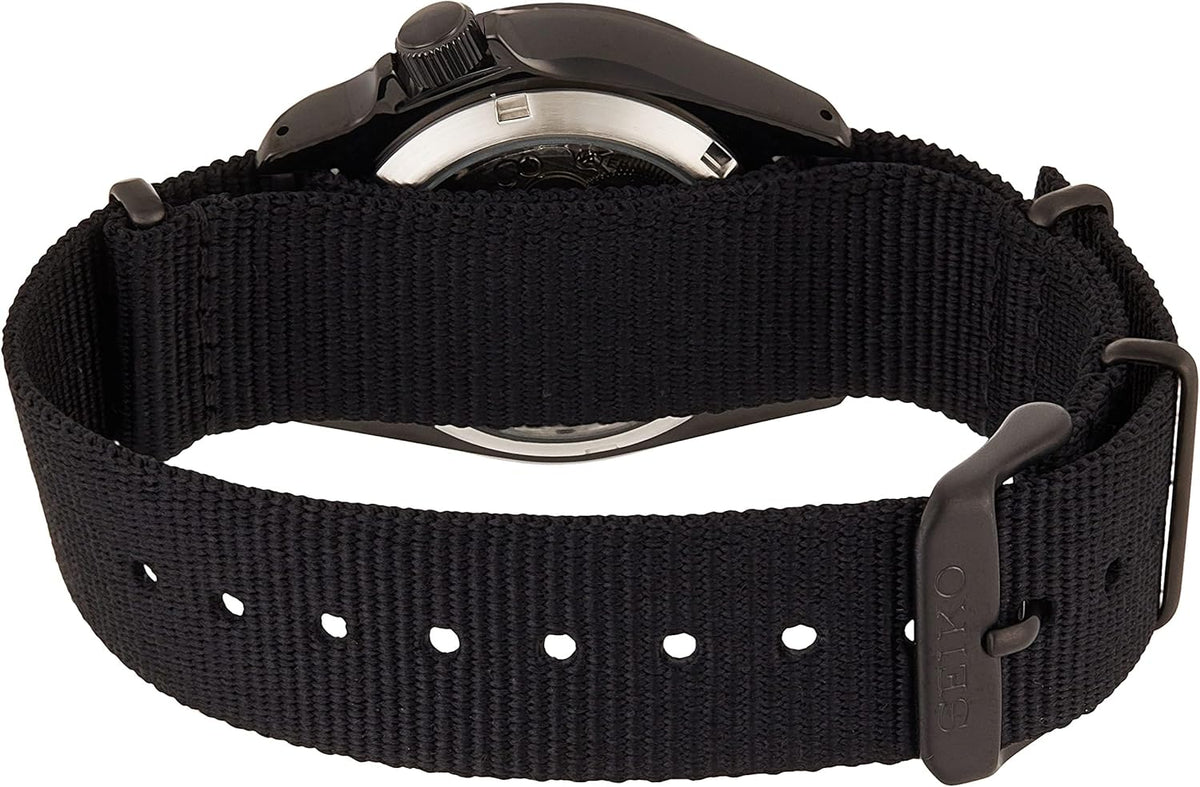 Stainless Steel Automatic Watch with Nylon Strap, Black J45273