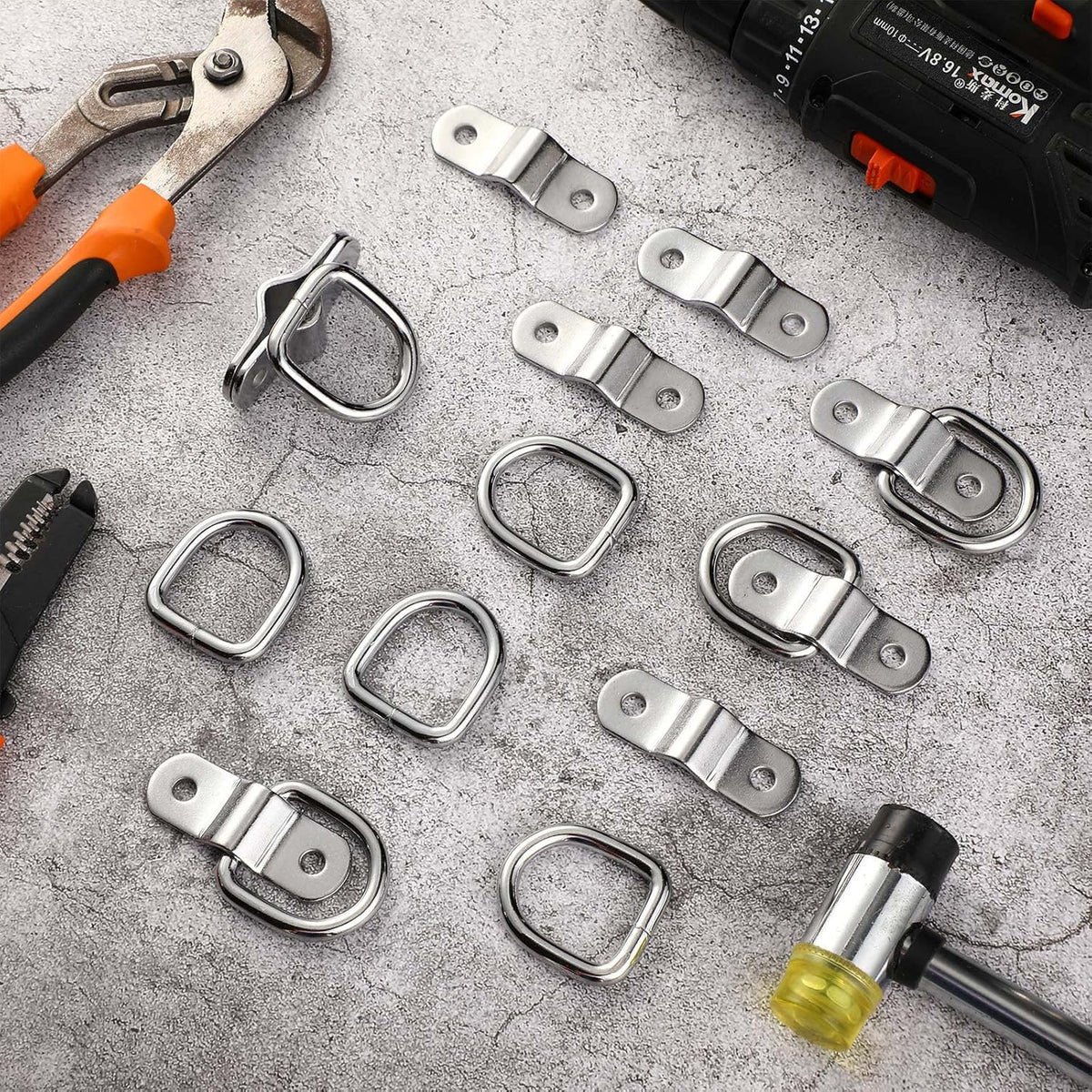 60 Pcs 1/4 Inch Heavy Duty Stainless Steel D Rings J519