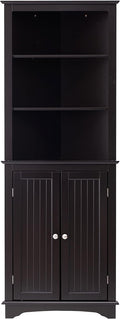 Tall Corner Cabinet with Two Doors and Three Tier Shelves, Espresso A2767