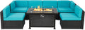 7 Pieces Outdoor Patio Furniture Set with Fire Pit Table D866915