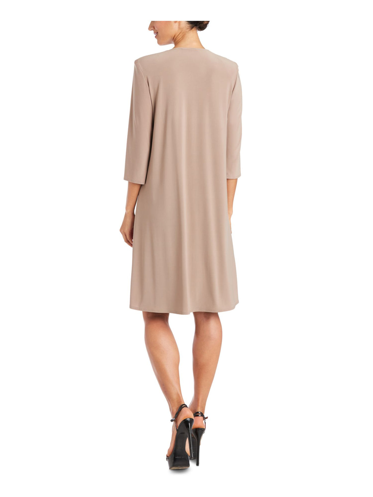 Brown 3/4 Sleeve Open Front Waterfall Cardigan Plus 20W V7653