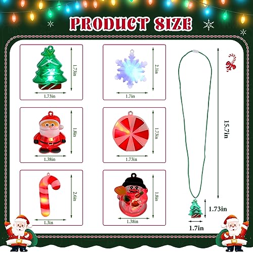 Light up Christmas Bulb Necklace with Santa Claus Tree Snowman Snowflake Candy Decorations 36 Pcs Q447