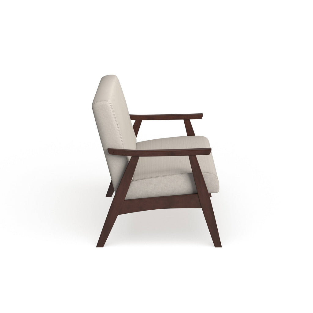 White Fabric Settee Loveseat O40989