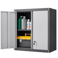 Metal Storage Cabinet with Locking Doors and Wheels, Black+Grey A83591