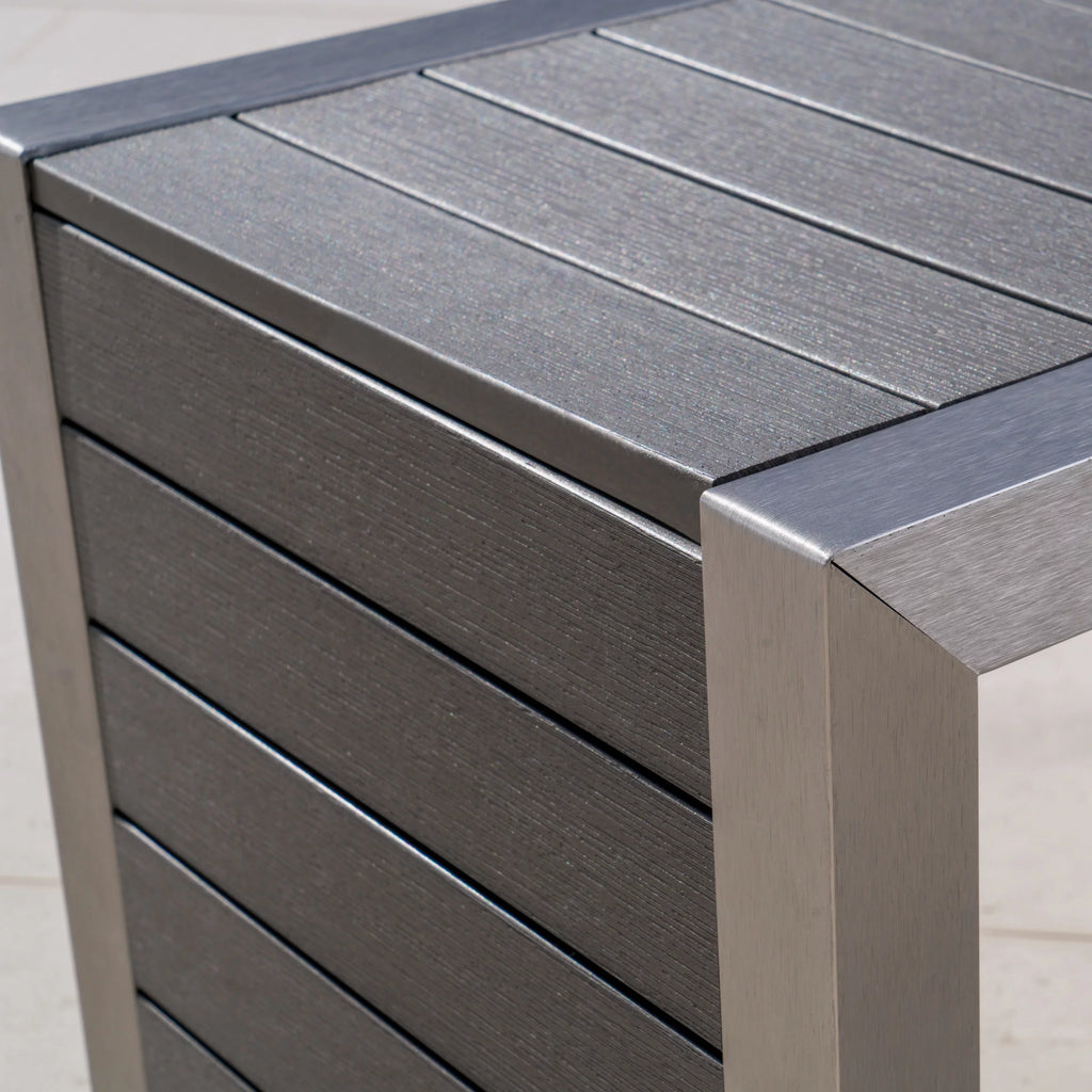 Outdoor Faux Wood C-Shaped End Table T93434