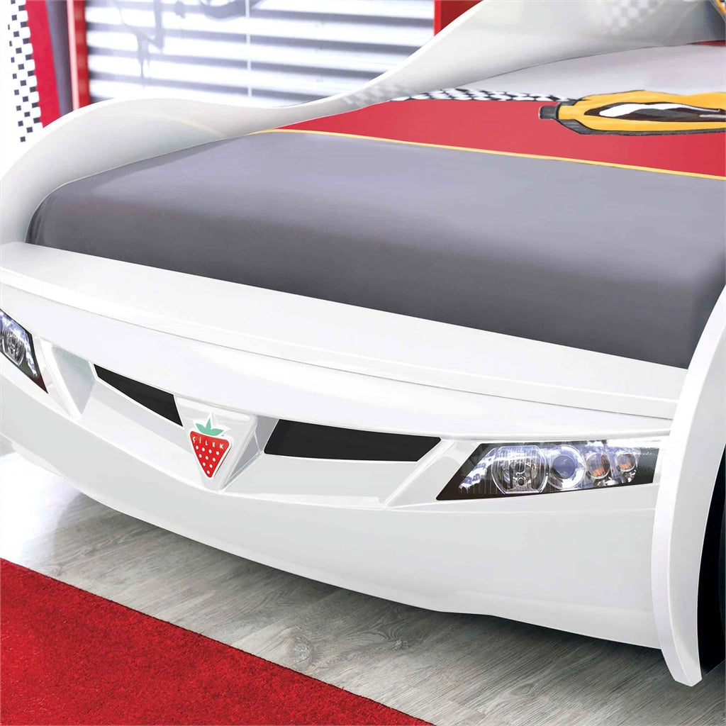White Wood Twin Car Bed F704