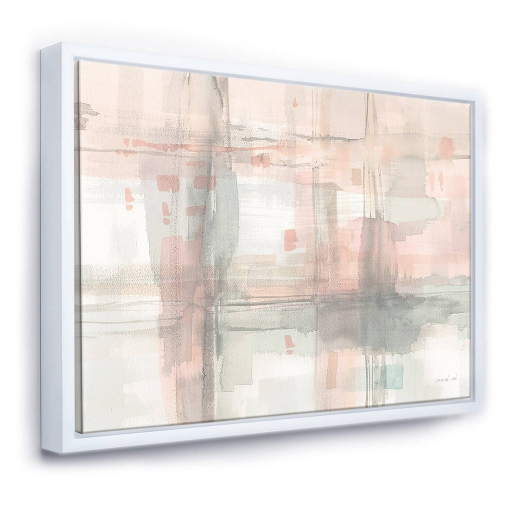 Pink Grey Modern Framed Canvas - 32 in. Wide x 16 in. High - Gold G58890