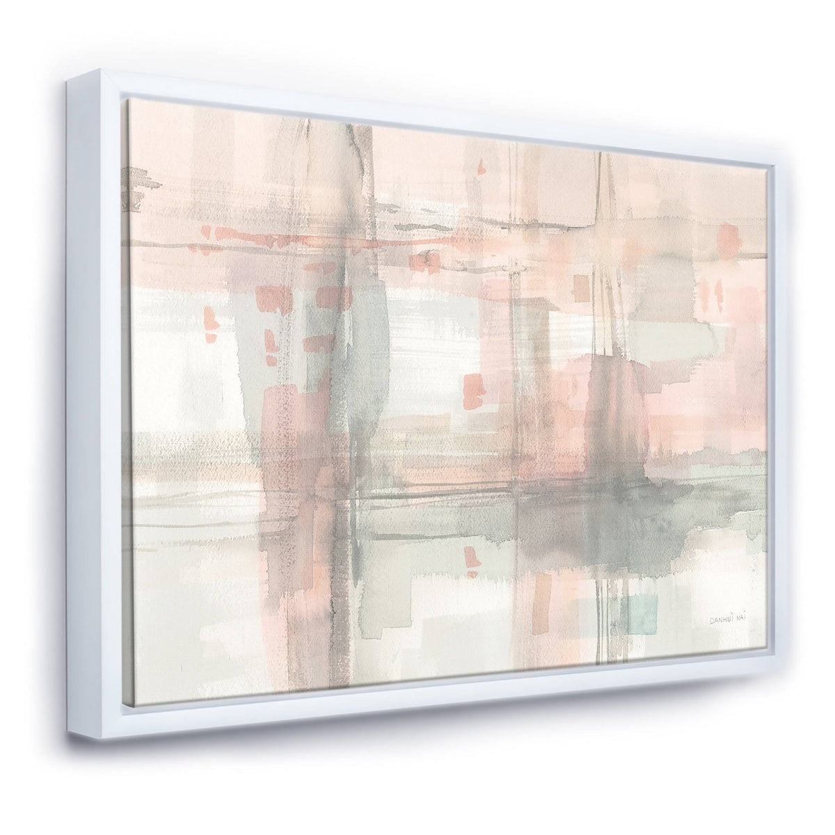 Pink Grey Modern Framed Canvas - 32 in. Wide x 16 in. High - Gold G58890