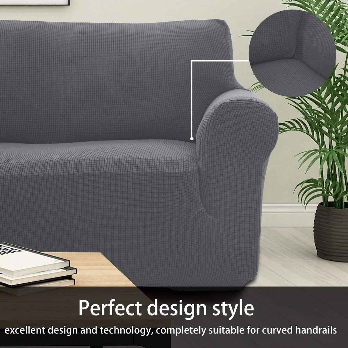 Light Gray 2-Piece Polyester Spandex SlipCover Set for Sofa Loveseat Couch W247