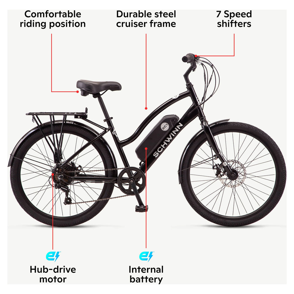 26 Electric Cruiser Bike 7 Speeds 250w Motor Blue P830009