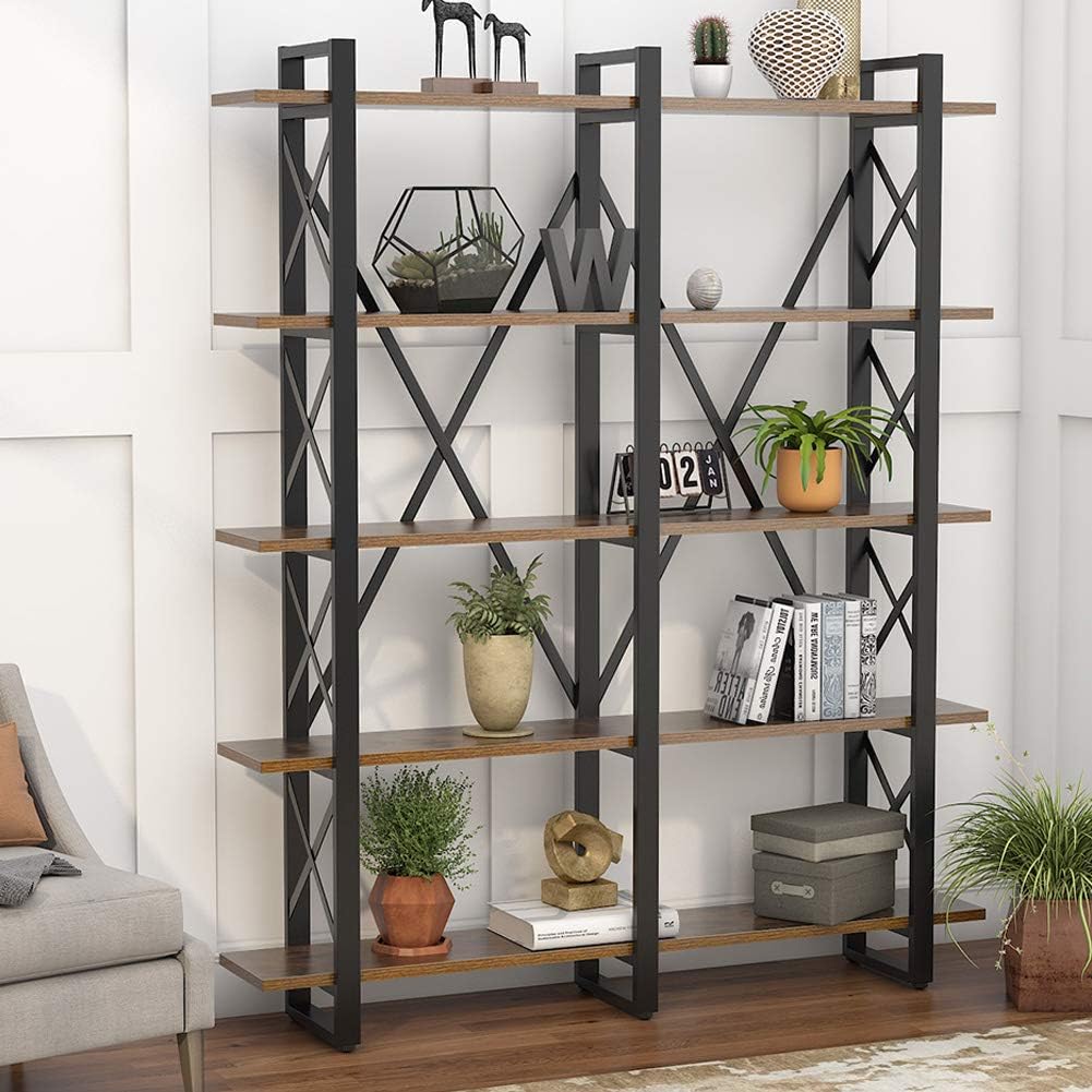 5-Shelf Wood and Metal Bookcase A668410