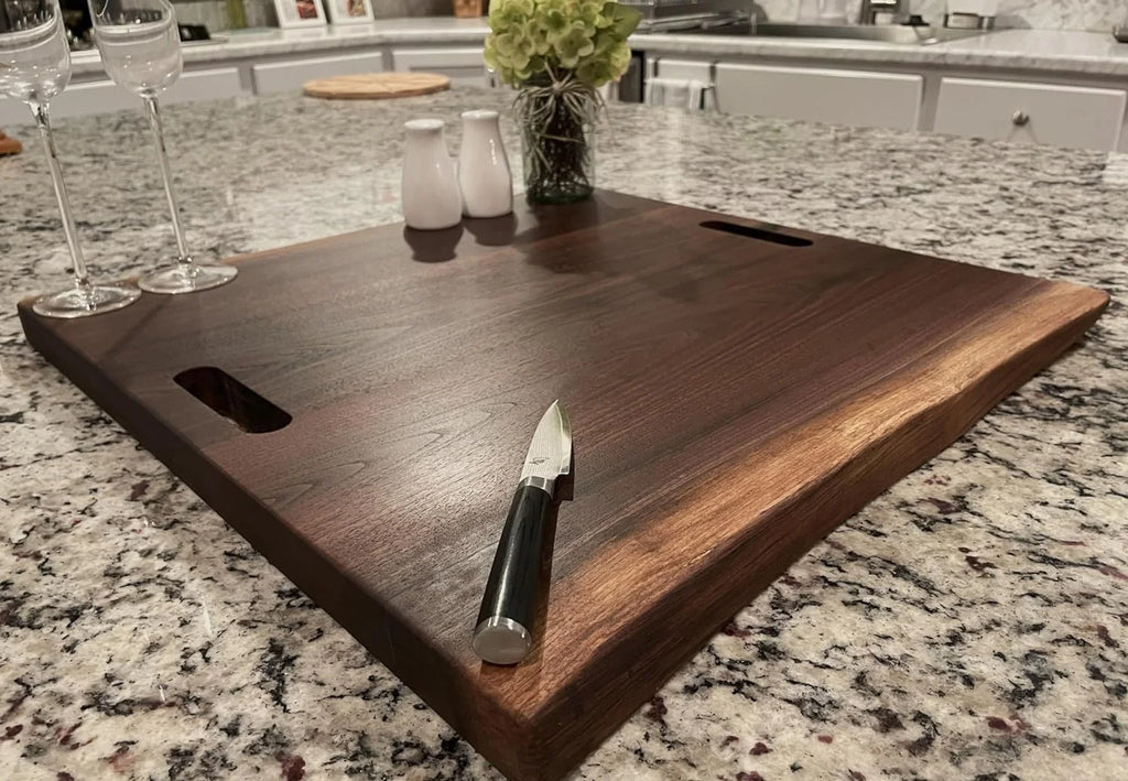 Black Walnut Live Edge Wood Serving Platter M942215
