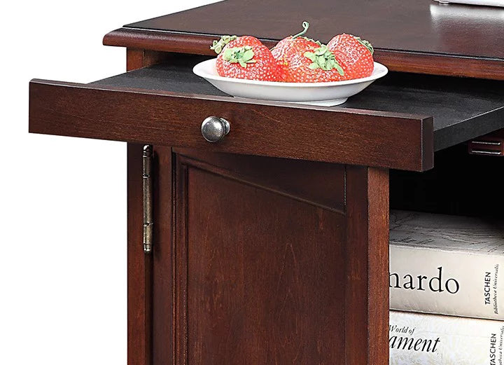 1pc Birch Veneer Side Table with USB Outlet C42101