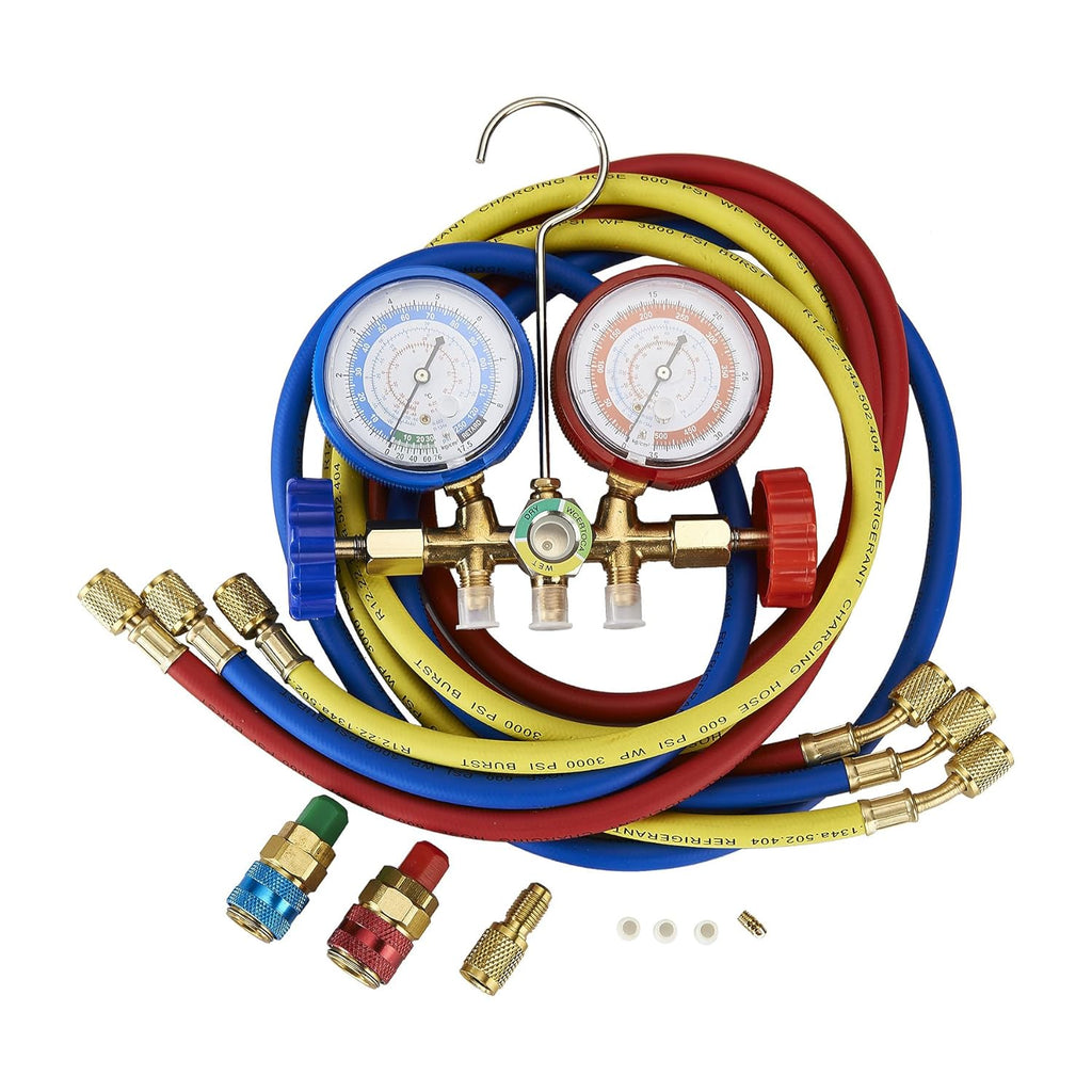 AC Diagnostic Manifold Freon Gauge Set with Couplers, Adapter for R134A R12 R22 R502 C776359